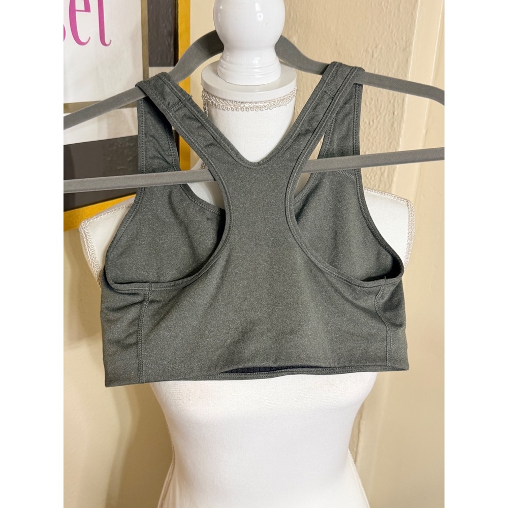 Nike Dri-FIT Sports Bra Womens Medium Gray Heather Racerback Swoosh Athletic - Picture 2 of 3